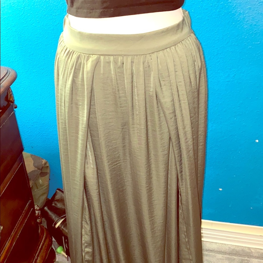 Long Green high waisted maxi skirt